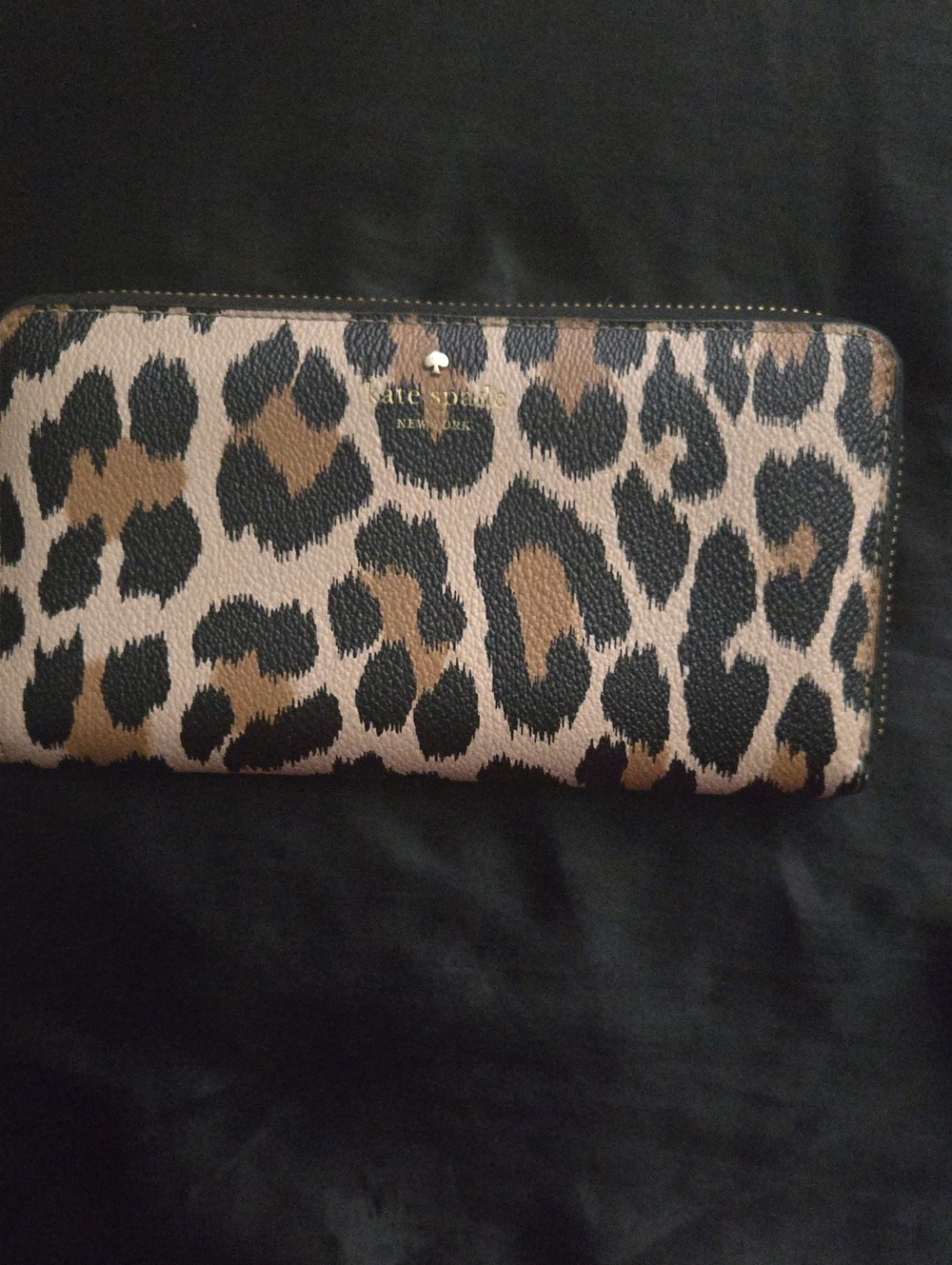 kate spade Leopard Print Zip-Around Wallet - Brown/Black